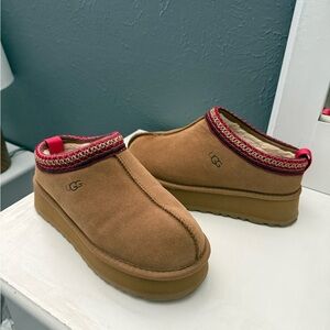 UGG Brown Slip-On Shoes with Red Accents